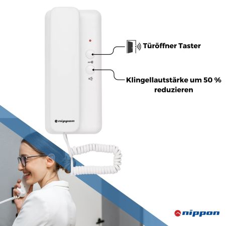 Preview: Nippon Haustelefon mit Türöffner-Taste und Lautstärkeregelung, Funktionsübersicht